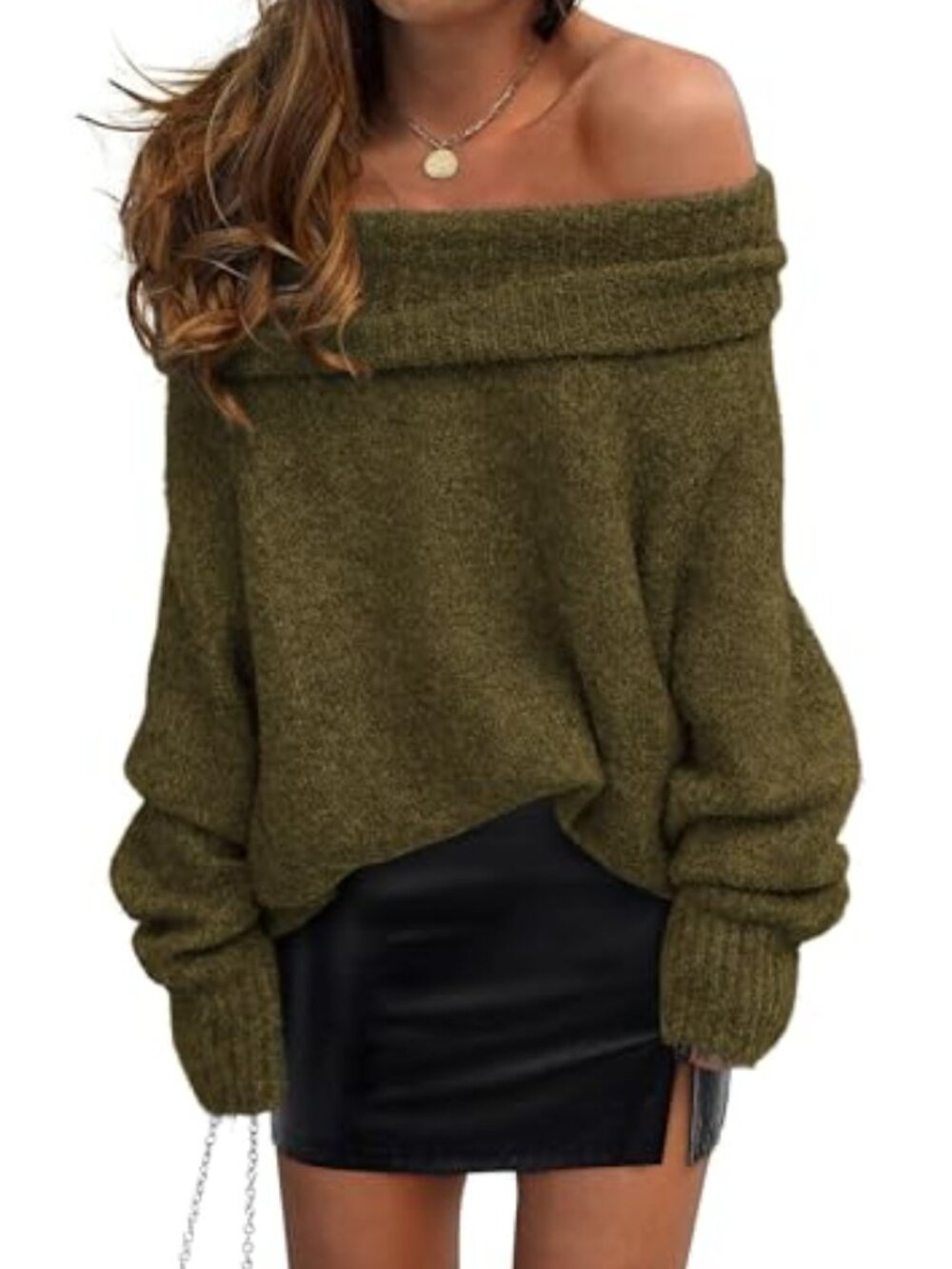 New - Women's Off The Shoulder Sweater Long‎ Sleeve Tops 2026 Fall Loose Knit